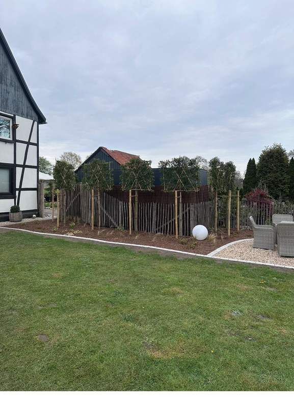 Sichtschutz-Zaun mit Garten & Rasen